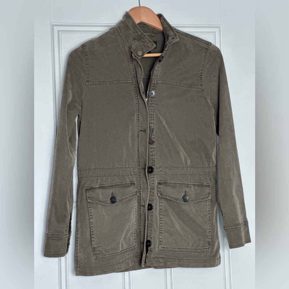 Lucky Brand Jacket Womens Sm Green Filed Utility Full Zip + Button Up + Pockets